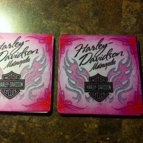 2pc-Pink Harley Davidson Drink Coasters