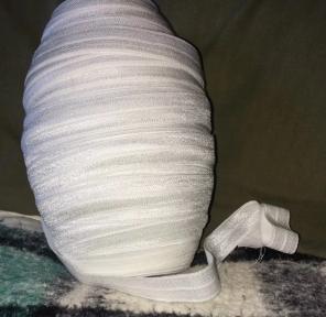 5 yards White fold over elastic