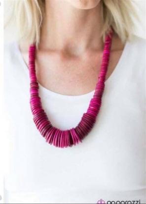Pink Wooden Necklace And Earring Set