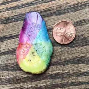 Tie dye solar quartz cabochon