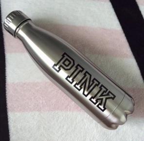 VS Pink Silver Black Metal Water Bottle