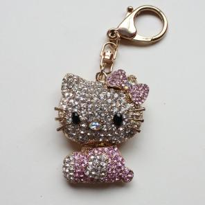 Crystal/Golden Hello Kitty Keychain