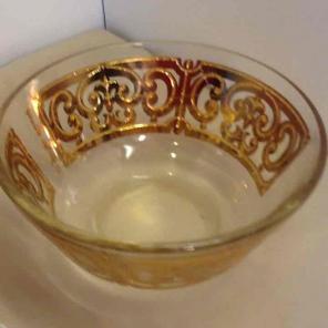 Clear glass bowl w/ gold Georges Briard