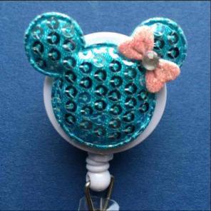 Blue Sequin Minnie Mouse ID Badge Nurse