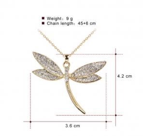 Dragon Fly Gd Plated Rhinestone Necklace