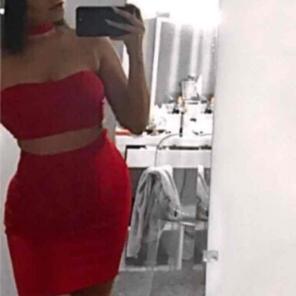 Red choker dress
