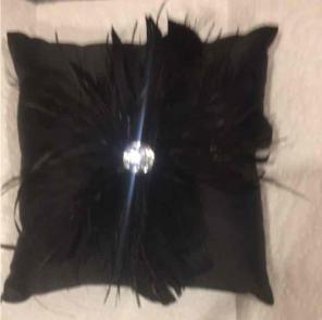 Black satin wedding ring pillow