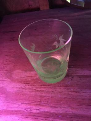 Vaseline Glass Juice Glass Etched Glass