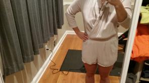 Tan 3/4 sleeve shorts jumpsuit