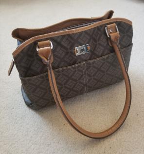 Brown and Tan Multi-Compartment Purse