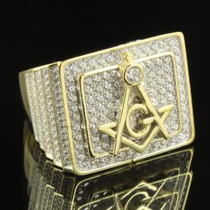 14k Gold Tone Freemason Masonic G Ring