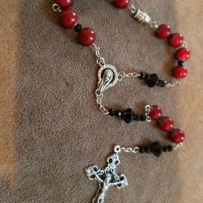 Red&Silver Handmade Car Rosary