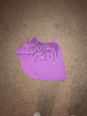 Justice Sequin Purple One Shoulder Top