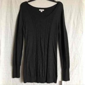 Long Gray Ribbed Sweater