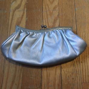 Silver Pleather Clutch Purse