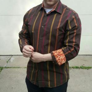 J.Garcia Brown Stripe Dress Shirt