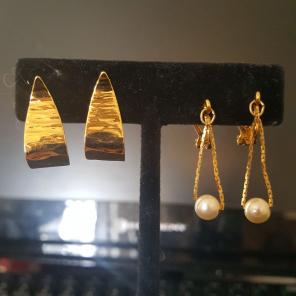 2 pair vintage Napier gold tone earrings