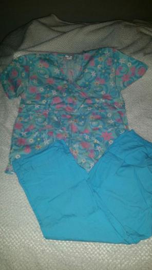 Baby blue Hawaiian scrubs*FREE SHIP*