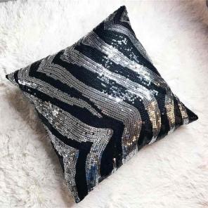 Sparkly Glam Black & Silver Throw Pillow