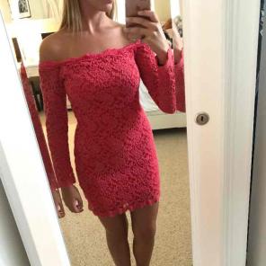 Off the shoulder long sleeve lace dress