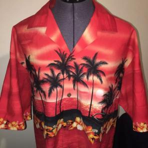 Men's Red Hawaiian Floral Shirt XL Cool!