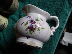 McCoy pottery pitcher with violets