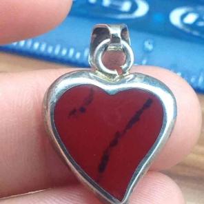 Sterling silver large red heart charm