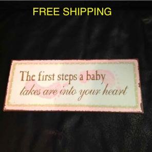 Metal baby girls nursery sign decor