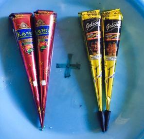 2 Brown 2 Black Henna Tattoo Paste Cones