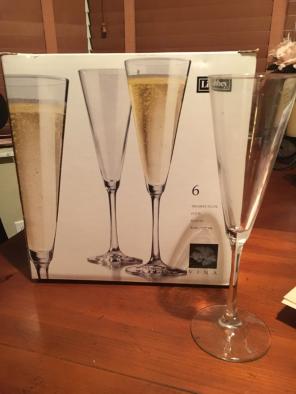 Libby Glass Trumpet Flute Glasses