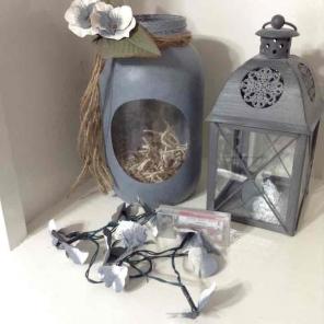 Large grey mason jar lantern