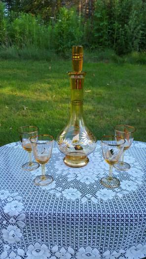 Beautiful Czech filigree decanter set