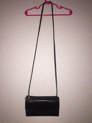 Vintage Black Leather Fossil Wallet Bag