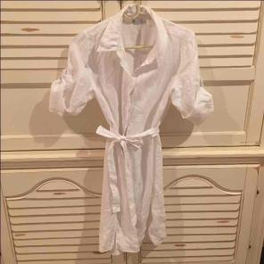 Cute White Linen Shirtdress Size 10