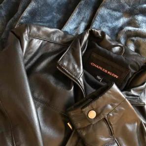black leather jacket