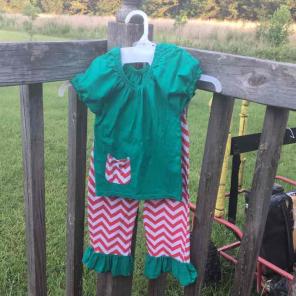 Little Girls Christmas Ruffle Outfit Set