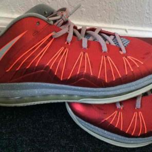 Red and orange lebronz with grey side