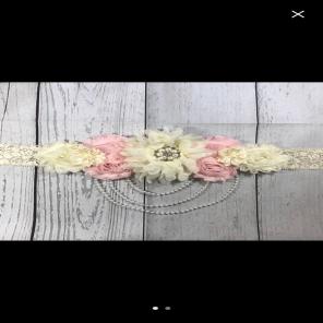 Vintage Lace Pink Maternity Sash