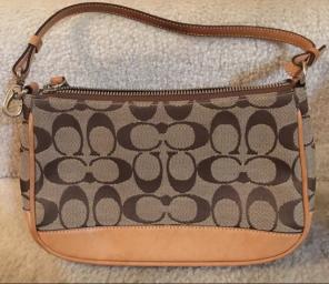 Vintage Coach Signature Canvas Wristlet