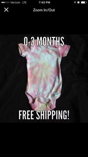 Handmade Tie Dyed Cute Baby Girl Onesie