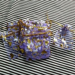 Organza bag Purple Gold print