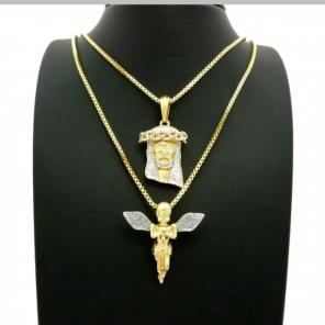14K YELLOW GOLD FINISHED NECKLACE SET