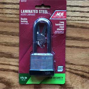 Double locking long steel padlock