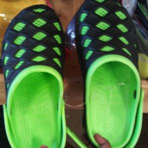 Green & black clog shoes