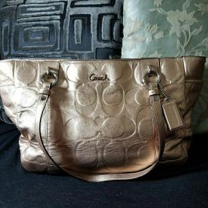 Coach Metallic Gold Embossed Bag