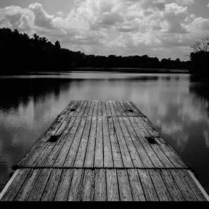 11x14 black and white dock & lake print