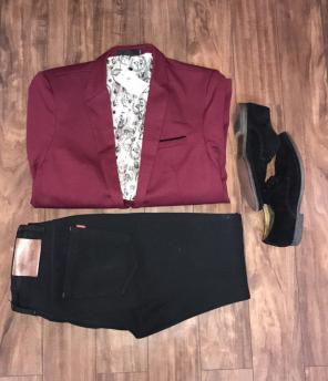 Men's Wine Red Slim Fit Blazer