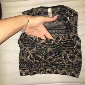 gold and black crop top