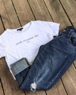 Skinny Distressed Jeans & T-Shirt