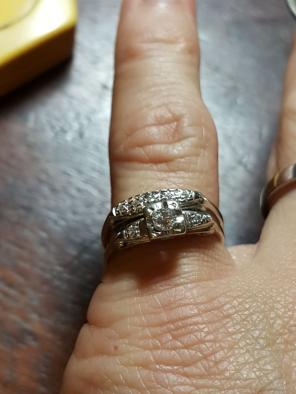 Antique 14k WG diamondwedding ring set